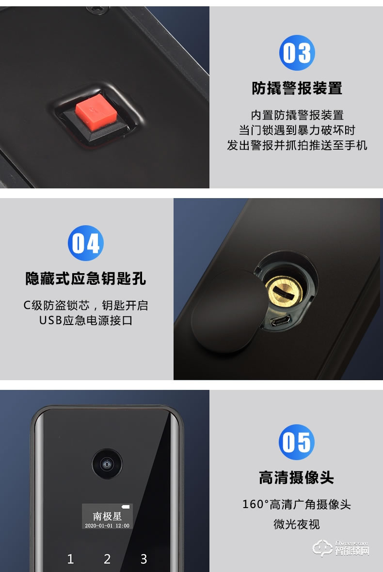 南極星智能鎖 N6家用全自動貓眼可視密碼鎖