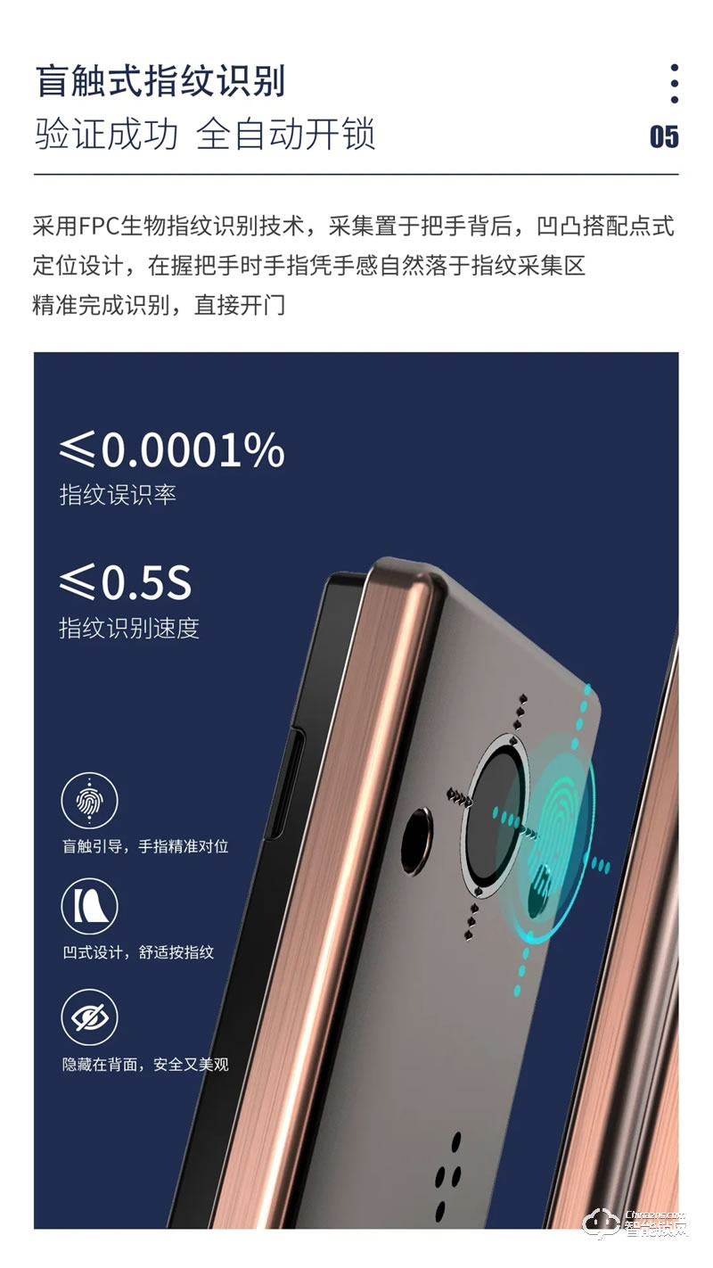 因特智能鎖 VF5-M人臉識別全功能智能鎖