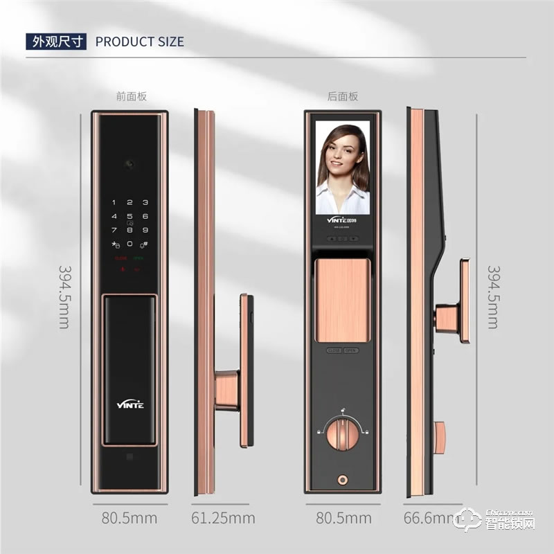 因特智能鎖 VF5-M人臉識別全功能智能鎖
