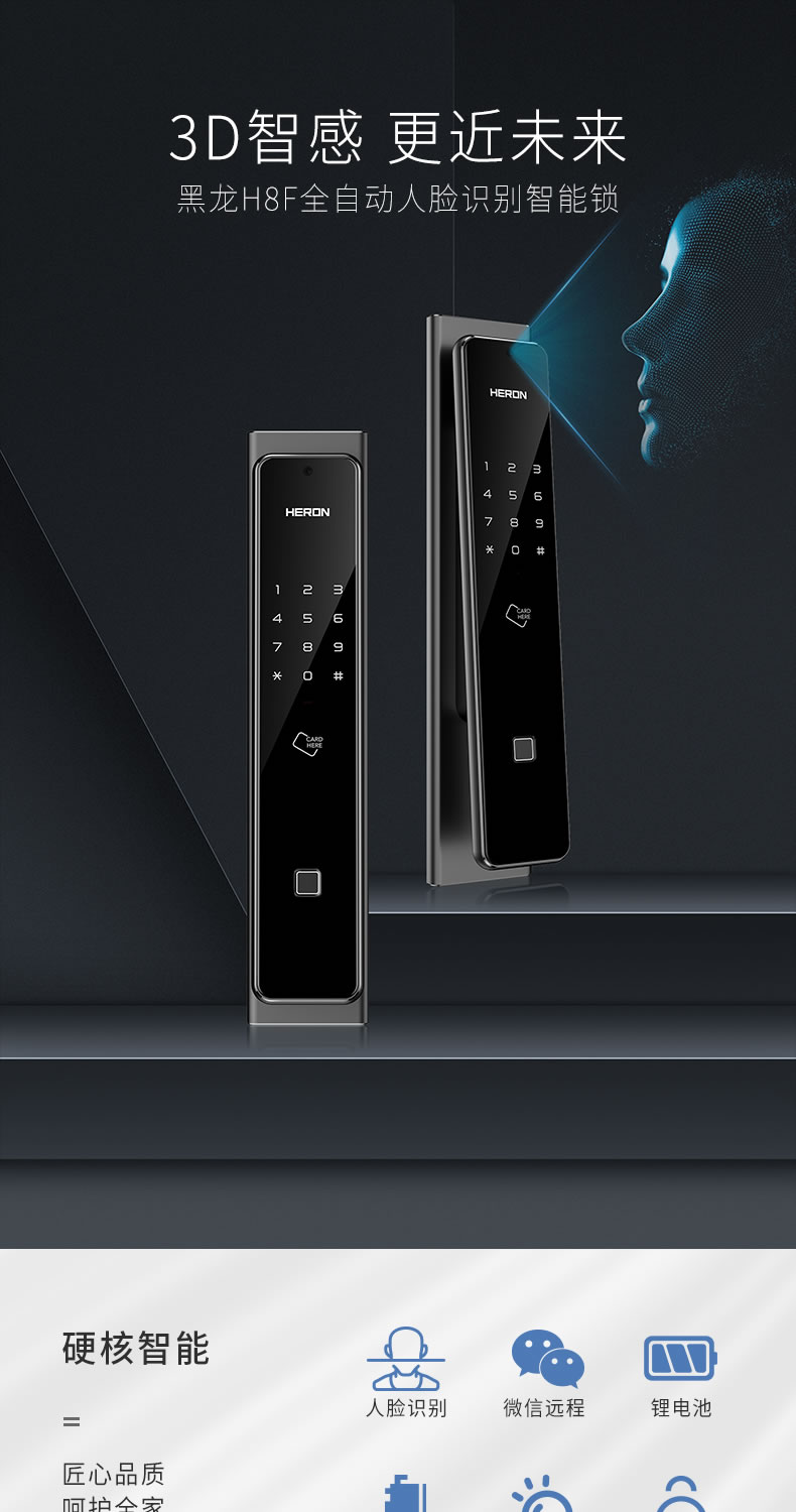 黑龍智能鎖 H8F防盜門全自動鎖密碼鎖