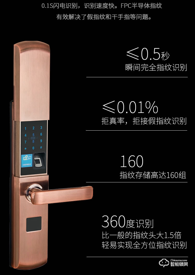 宏裕智能鎖 和諧3號家用防盜門指紋鎖