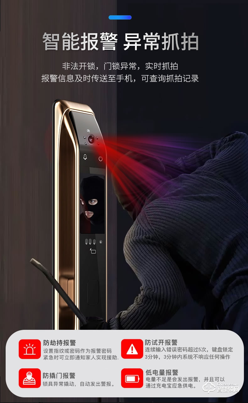 凌振智能鎖 邁凱倫全自動人臉識別智能鎖