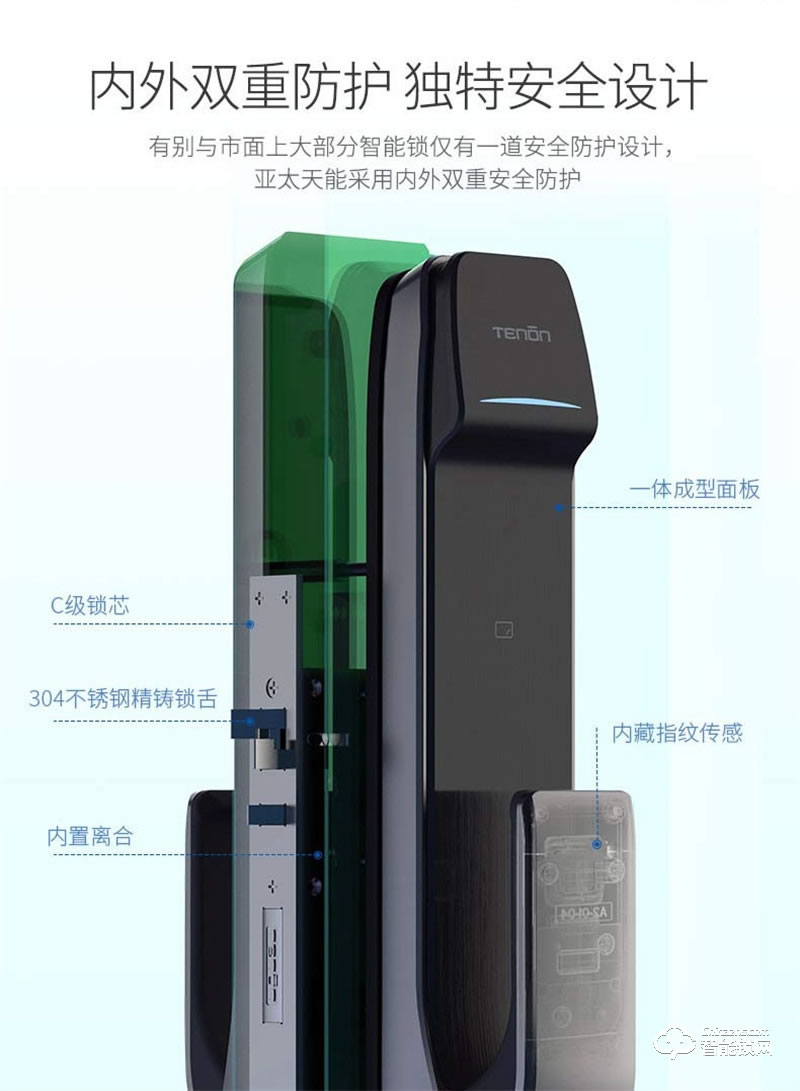 亞太天能A2c指紋鎖 內外雙重防護