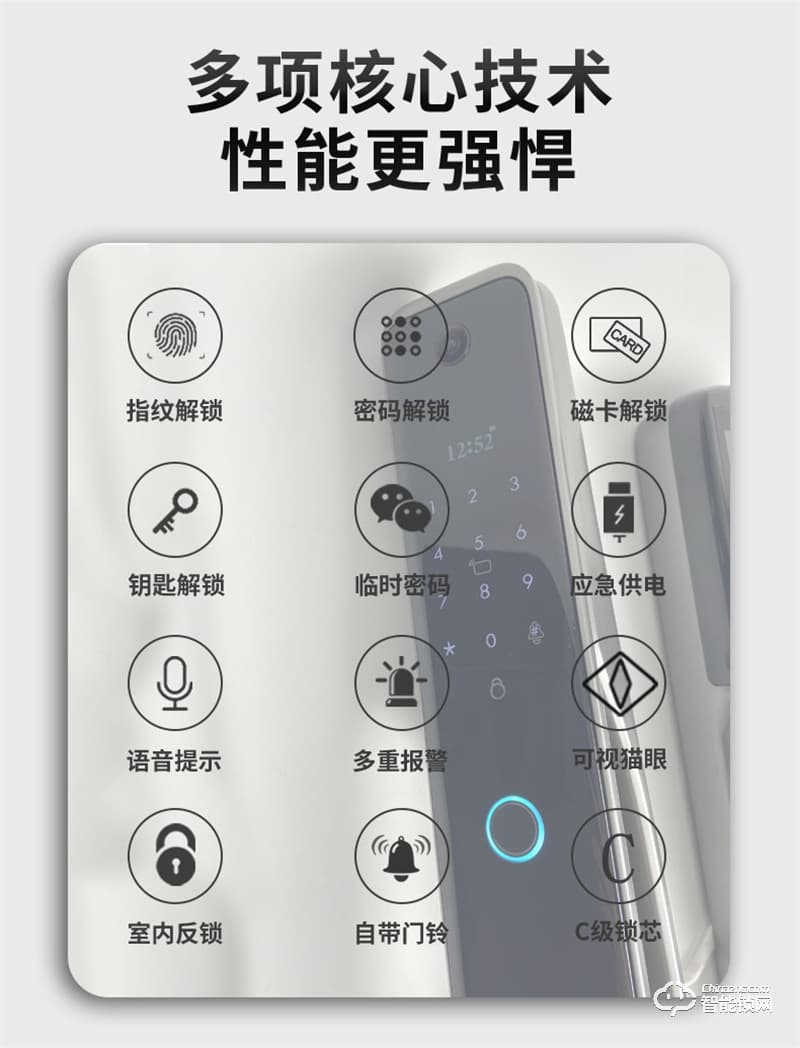 頂尖智派秋田系列 全自動貓眼監控智能門鎖