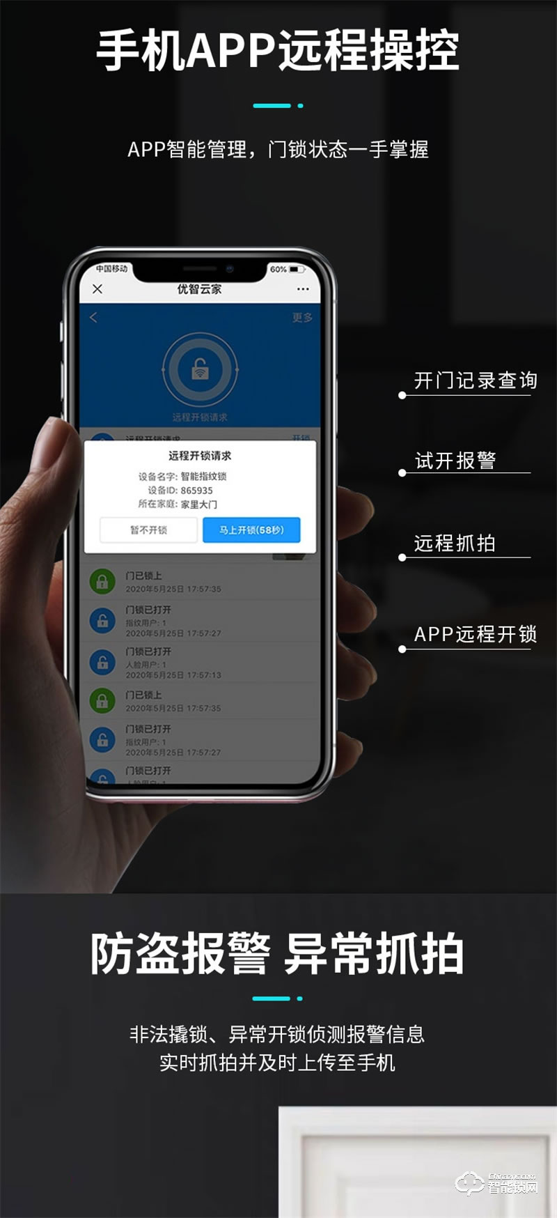 頂尖智派秋田系列 全自動貓眼監控智能門鎖