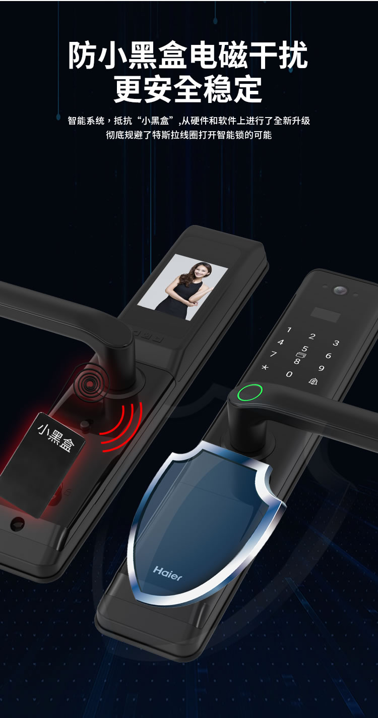 海爾貓眼鎖28EV室內帶屏指紋鎖家用防盜門電子門鎖密碼鎖EV28