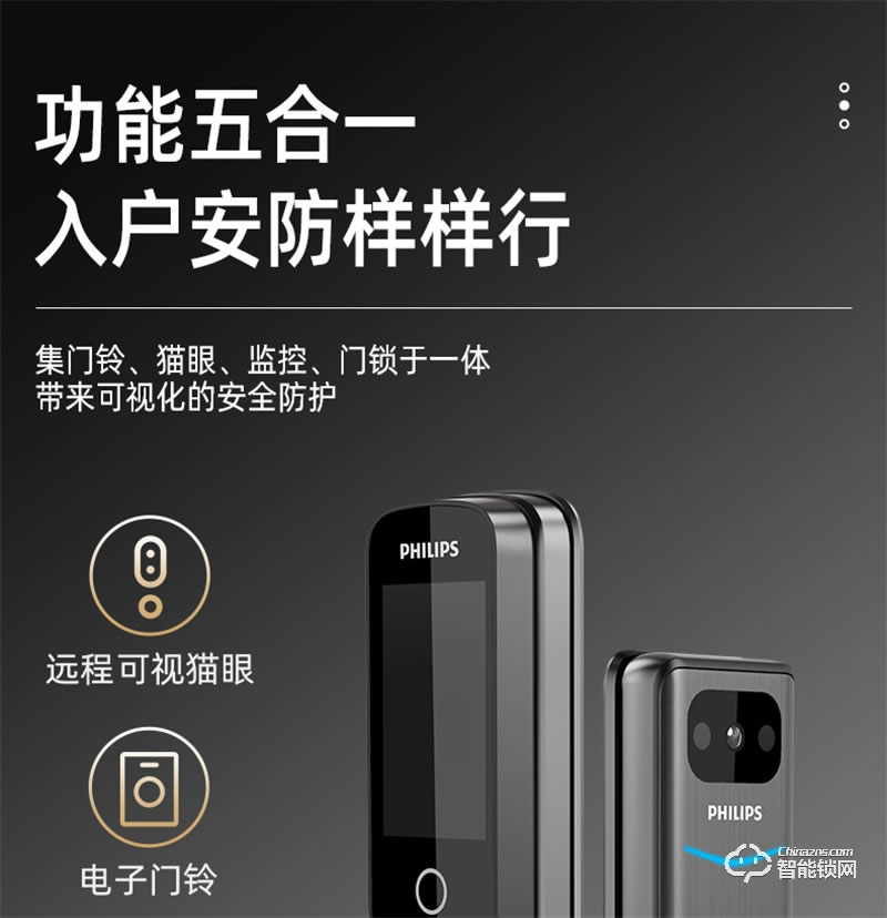 飛利浦阿爾法智能鎖 可視貓眼全自動家用指紋鎖