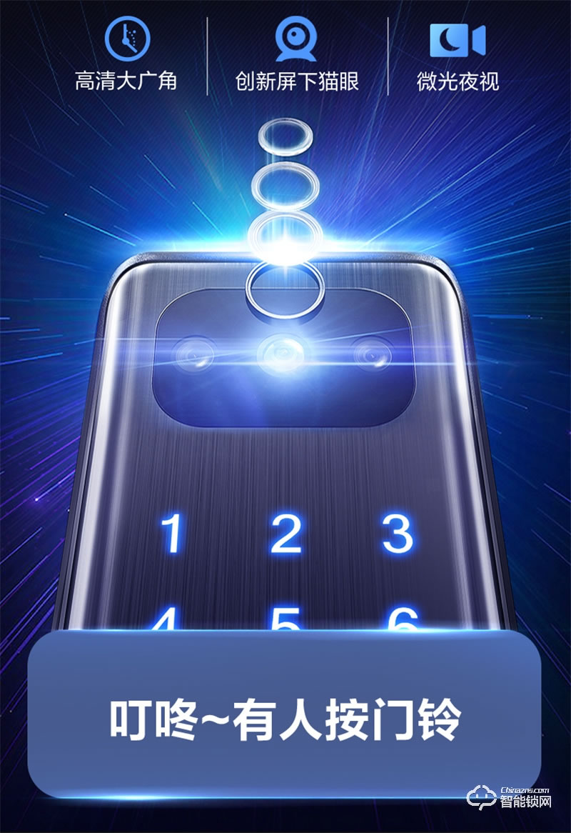 飛利浦708vp指紋鎖 可視貓眼入戶防盜門家用電子智能鎖