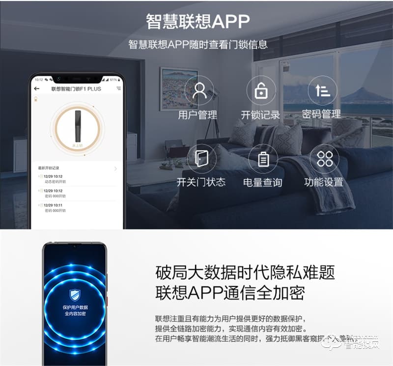 聯(lián)想F1 PLUS 3D人臉識(shí)別智能鎖防盜門(mén)指紋鎖遠(yuǎn)程智控