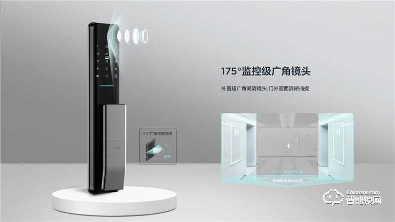 TCLAI大屏貓眼智能鎖K5C 密碼鎖電子鎖C級鎖芯遠程開鎖