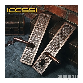 艾棲防盜家用指紋鎖 復古指紋密碼鎖 純銅滑蓋指紋鎖