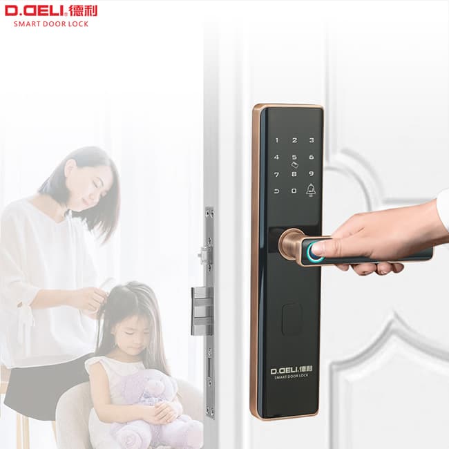 德利智能鎖 家用防盜門(mén)隱形一握開(kāi)智能門(mén)鎖
