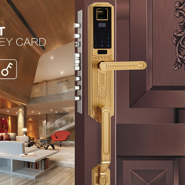 中沃智能鎖 6100L-Y歐式別墅大門指紋鎖