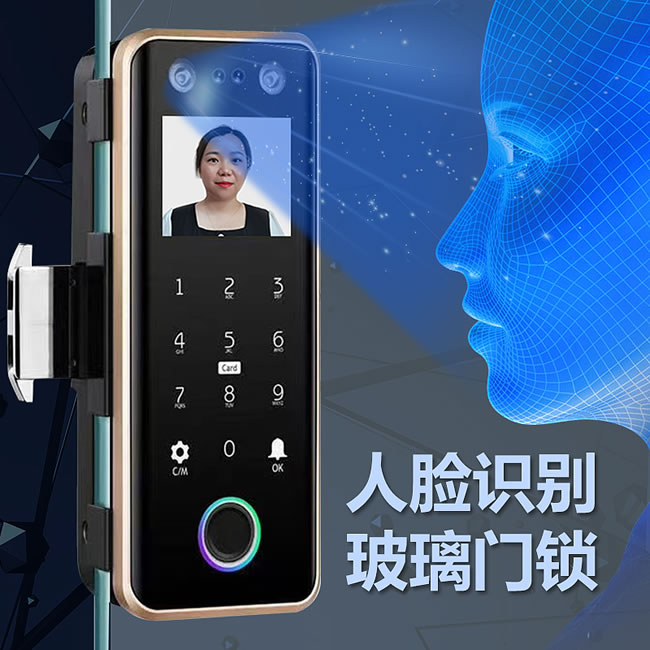 銀馳玻璃門人臉識別指紋鎖 掌靜脈識別開鎖