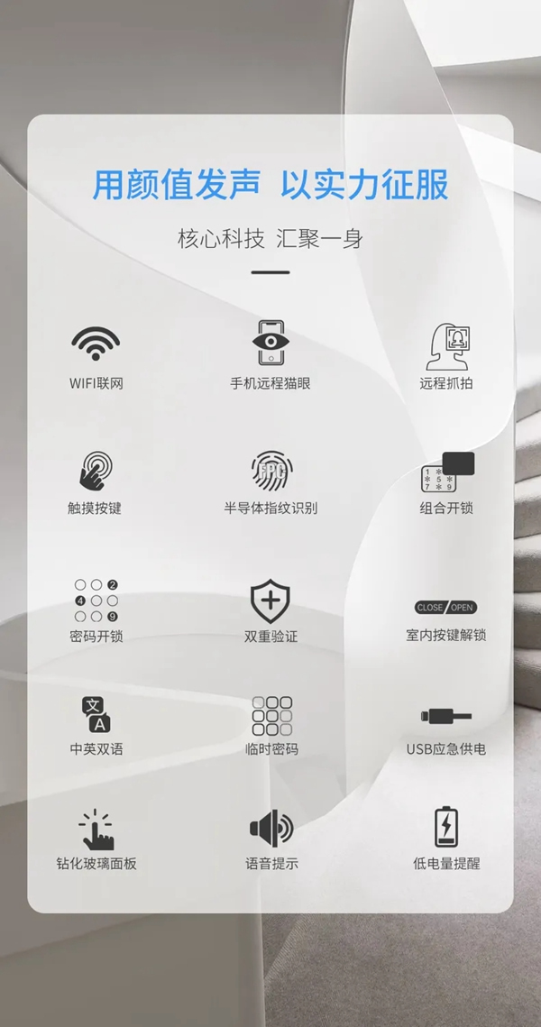 因特·V6-V | 大曲面手機(jī)貓眼對(duì)講鎖，即刻來探！