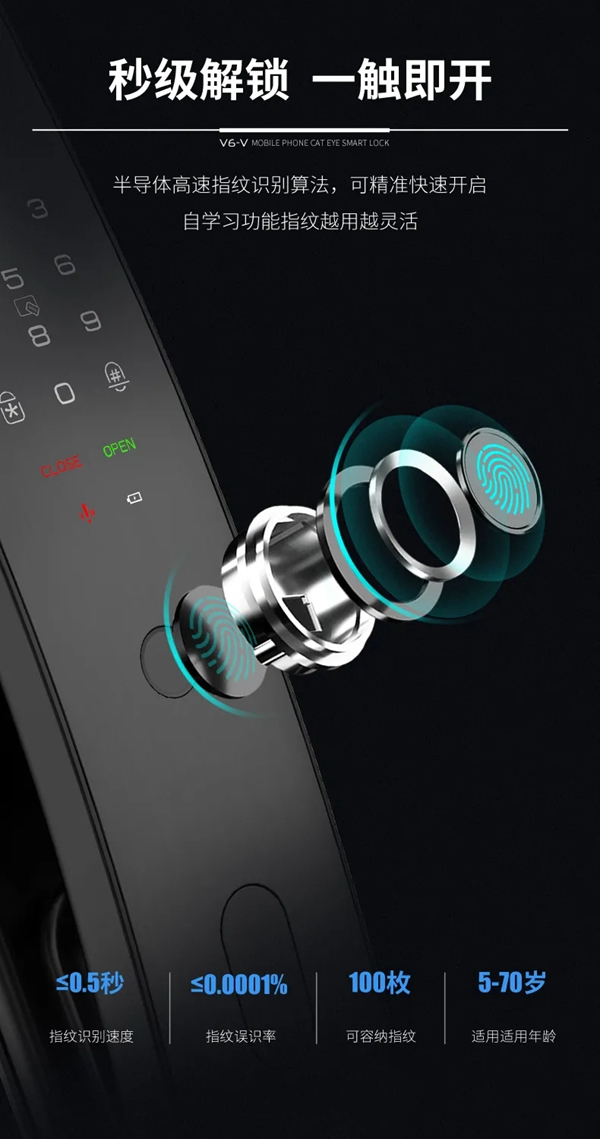 因特·V6-V | 大曲面手機(jī)貓眼對(duì)講鎖，即刻來探！