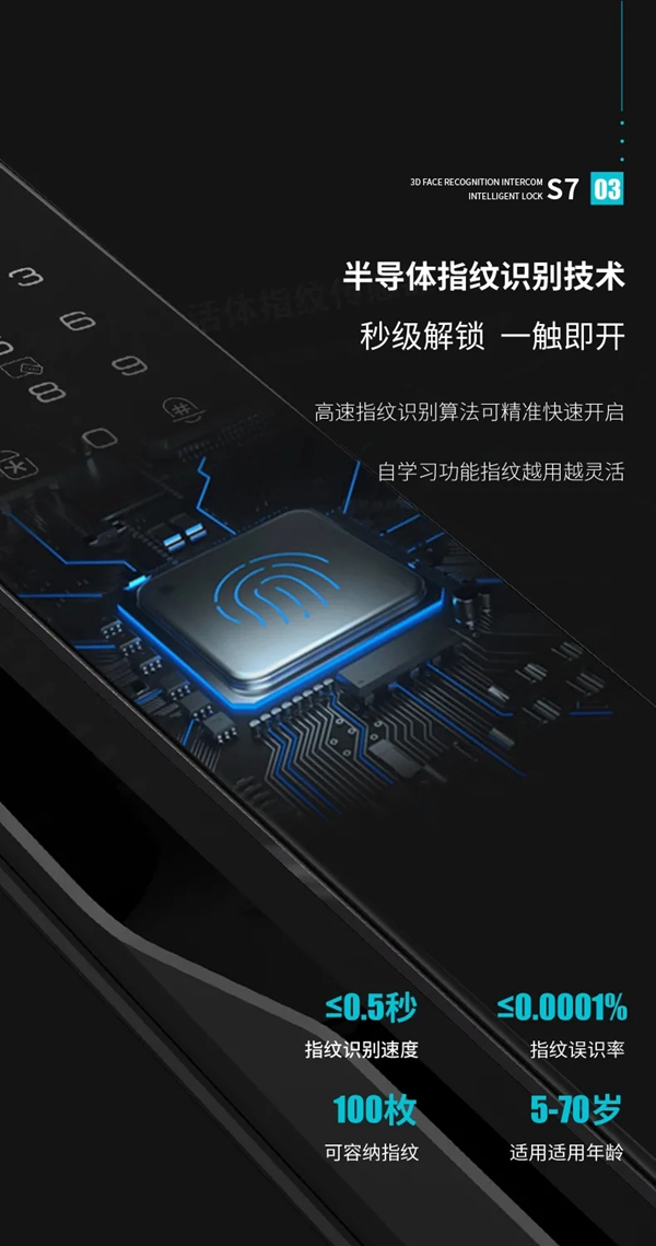 因特智能鎖新品·S7：3D人臉識別全功能對講鎖，耀目登場