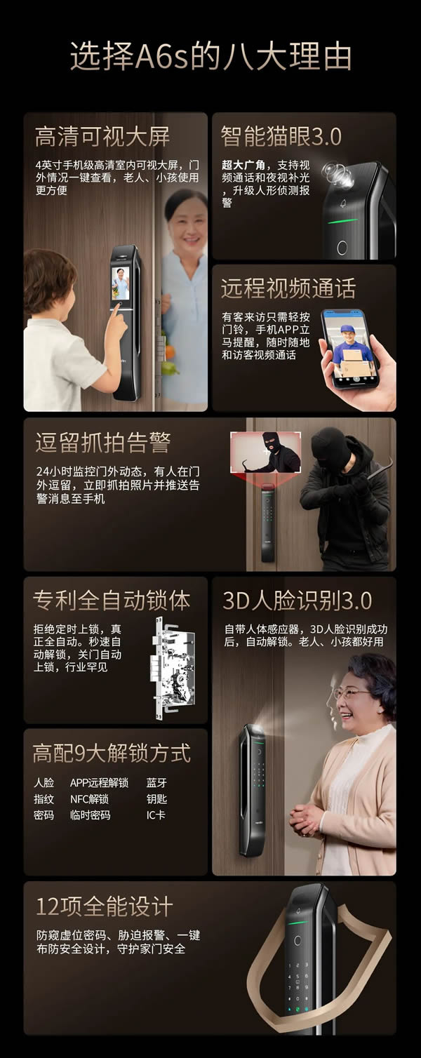 亞太天能智能鎖·明星爆款丨全功能匯聚一身的高配全自動智能鎖A6s